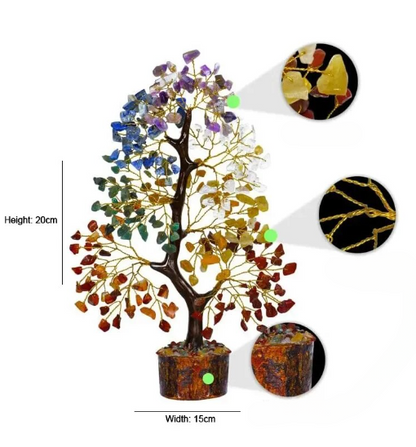 Figurka Drzewo Życia Szczęścia Kamienie Naturalne Kryształ Reiki Medytacja Czakry 20cm