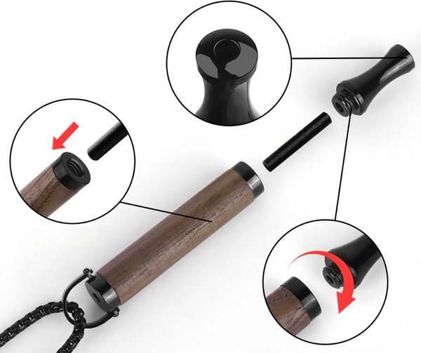 Naszyjnik do rzucania palenia - Wood Set Pokaz produktu Jak wymienić wkład 2