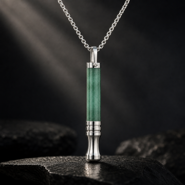 Zestaw Prezentowy Naszyjnik do rzucania palenia | Gwizdek do oddychania | Stone SET Zielony kryształ 5w1