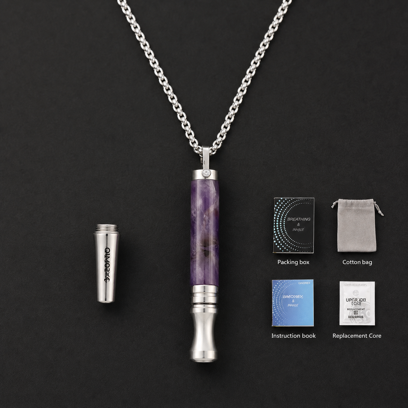  Naszyjnik gwizdek do rzucania palenia -  Stone SET ametyst 5