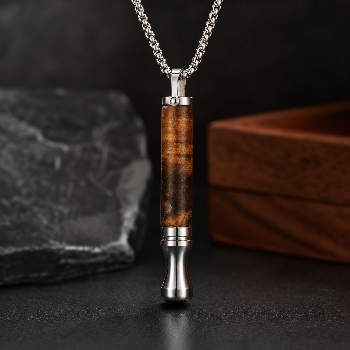  Naszyjnik gwizdek do rzucania palenia -  Stone SET Tygrysie Oko