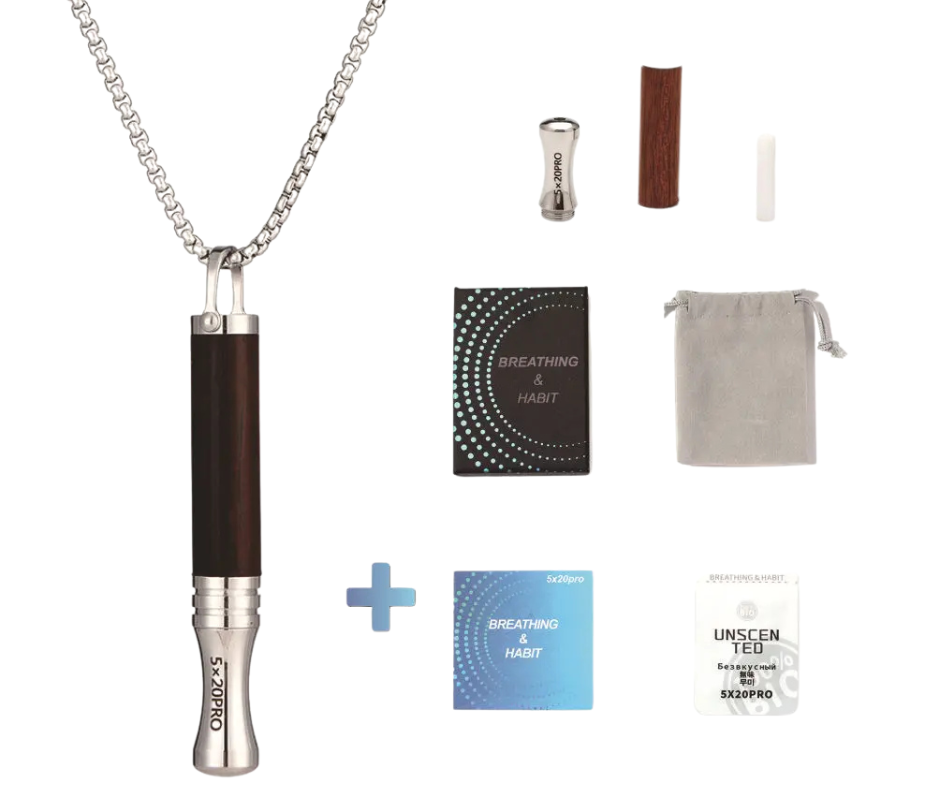 Zestaw Prezentowy Naszyjnik do rzucania palenia | Gwizdek do oddychania | Wood SET 4w1