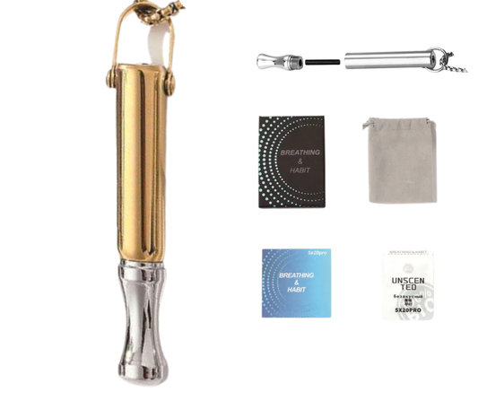Zestaw Naszyjnik do rzucania palenia | Gwizdek do oddychania | Klepsydra SET 4w1 | Złoty