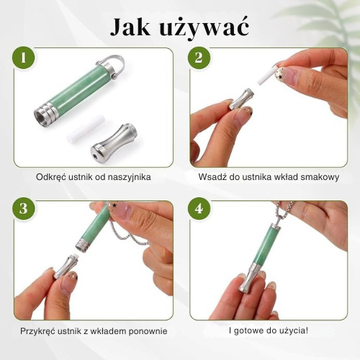 Zestaw Prezentowy Naszyjnik do rzucania palenia | Gwizdek do oddychania | Stone SET Zielony kryształ 5w1