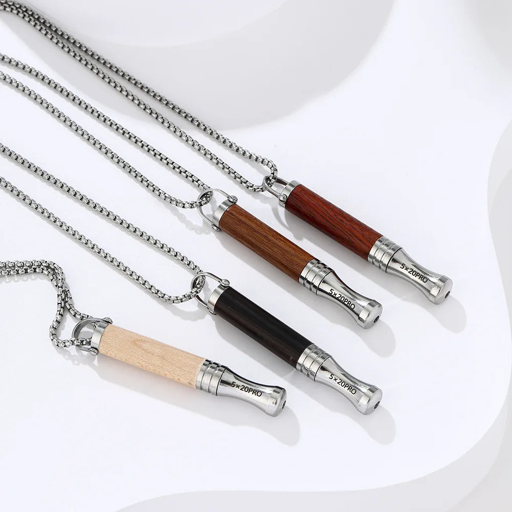 Zestaw Prezentowy Naszyjnik do rzucania palenia | Gwizdek do oddychania | Wood SET 4w1